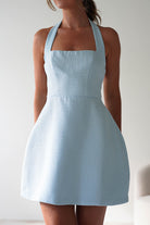 Spencer Halterneck Tweed Mini  | Blue - Oh Hello Clothing