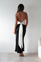 Hermie Silky Satin Maxi  | Black/White - Oh Hello Clothing