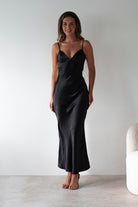 Hermie Silky Satin Maxi  | Black/White - Oh Hello Clothing