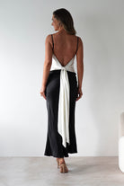 Hermie Silky Satin Maxi  | Black/White - Oh Hello Clothing