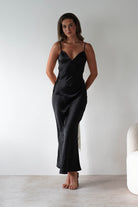 Hermie Silky Satin Maxi  | Black/White - Oh Hello Clothing
