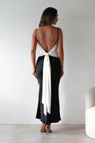 Hermie Silky Satin Maxi  | Black/White - Oh Hello Clothing