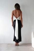 Hermie Silky Satin Maxi  | Black/White - Oh Hello Clothing