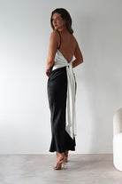 Hermie Silky Satin Maxi  | Black/White - Oh Hello Clothing
