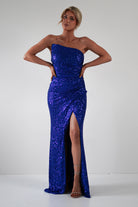 Mabel Strapless Sequin Gown | Royal Blue - Oh Hello Clothing