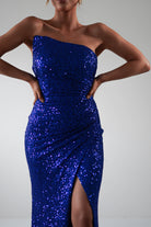 Mabel Strapless Sequin Gown | Royal Blue - Oh Hello Clothing