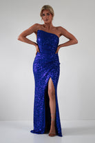 Mabel Strapless Sequin Gown | Royal Blue - Oh Hello Clothing