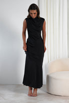 Avelina Soft Satin Maxi  | Black - Oh Hello Clothing