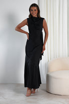 Avelina Soft Satin Maxi  | Black - Oh Hello Clothing