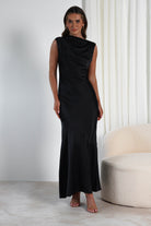 Avelina Soft Satin Maxi  | Black - Oh Hello Clothing