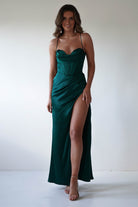 Julianne Corset Satin Gown | Emerald Green - Oh Hello Clothing