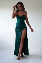 Julianne Corset Satin Gown | Emerald Green - Oh Hello Clothing