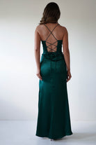 Julianne Corset Satin Gown | Emerald Green - Oh Hello Clothing