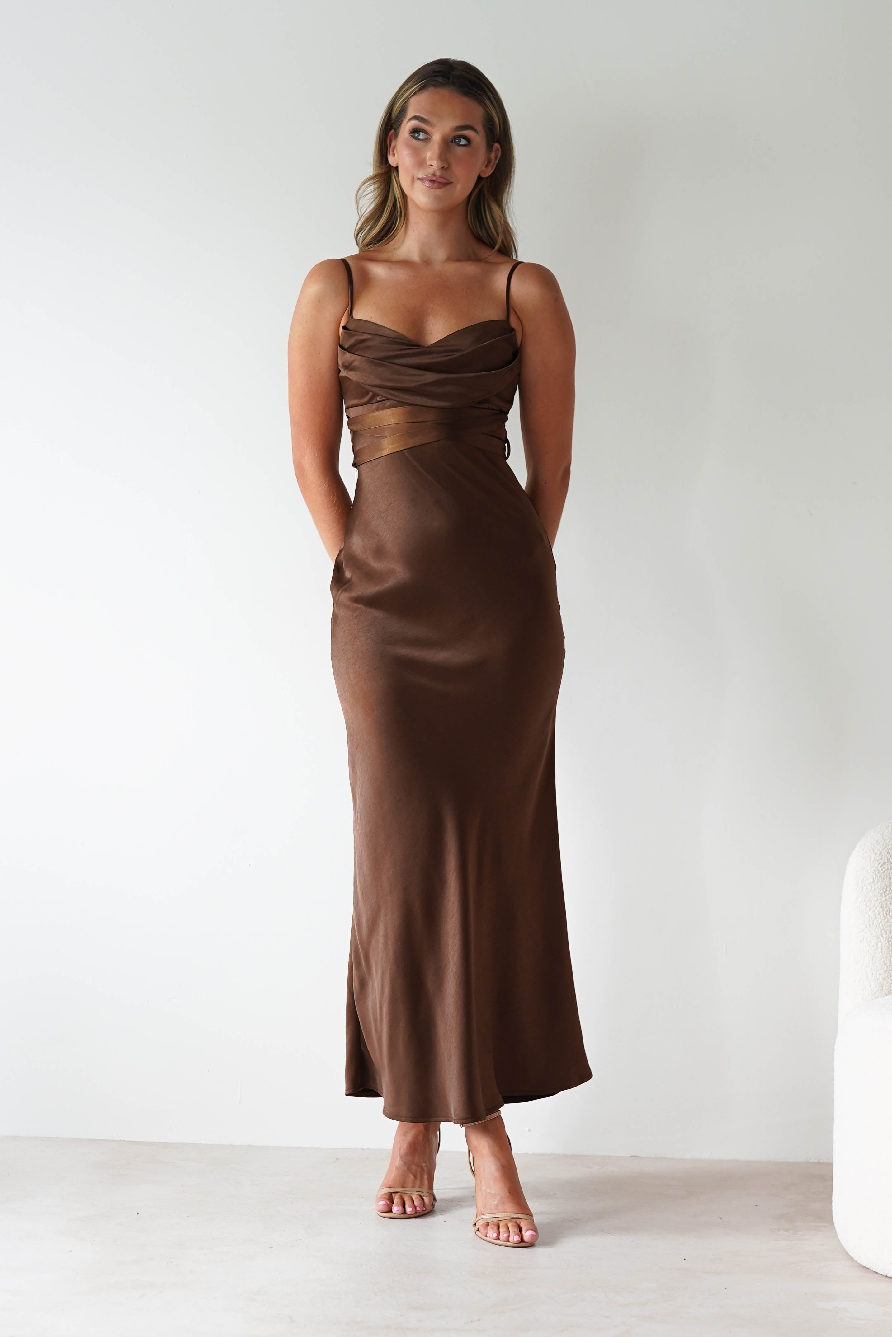 FACTORY Dresses 1*DONE -JY23261- BROWN SAMPLE  EVERLEIGH DRESS