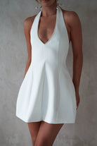 Peyton Pearl Detail Mini Dress | White - Oh Hello Clothing