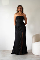 Alyce Soft Satin Strapless Gown | Black - Oh Hello Clothing