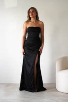 Alyce Soft Satin Strapless Gown | Black - Oh Hello Clothing