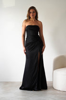 Alyce Soft Satin Strapless Gown | Black - Oh Hello Clothing
