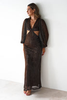 FACTORY Dresses 1*DONE -JY25239- SAMPLE SHEER METALLIC TIE-FRONT BACKLESS DRESS