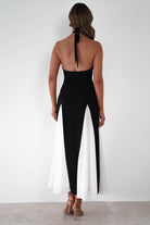 FACTORY Dresses 1*DONE -JY25242-SAMPLE HALTER NECK DESIGN WITH BLACK AND WHITE PANELS