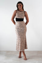 Bianca Polka Dot Mesh Maxi  | Beige - Oh Hello Clothing