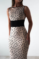 Bianca Polka Dot Mesh Maxi  | Beige - Oh Hello Clothing