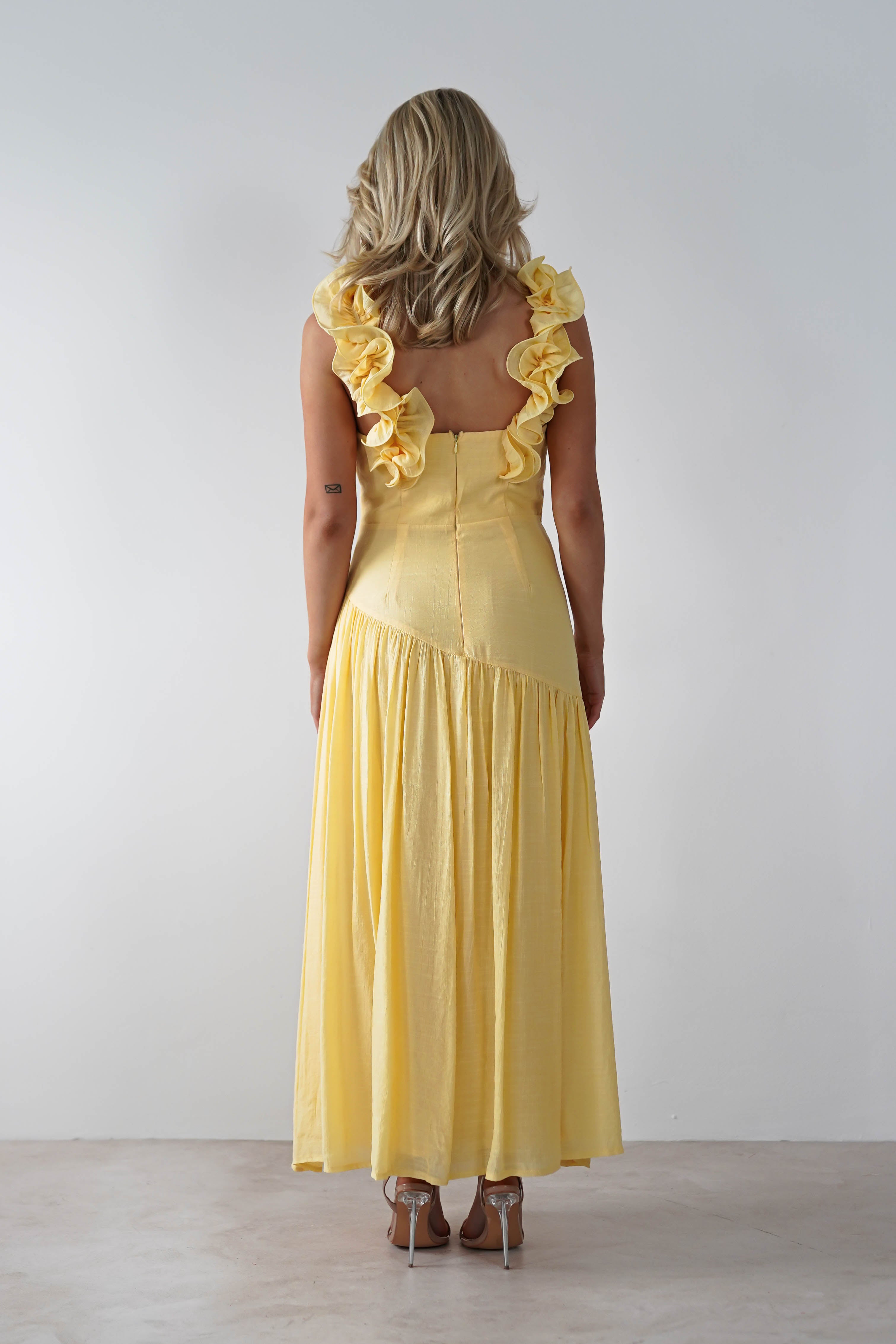 Lara Ruffle Detail Midaxi | Yellow - Oh Hello Clothing