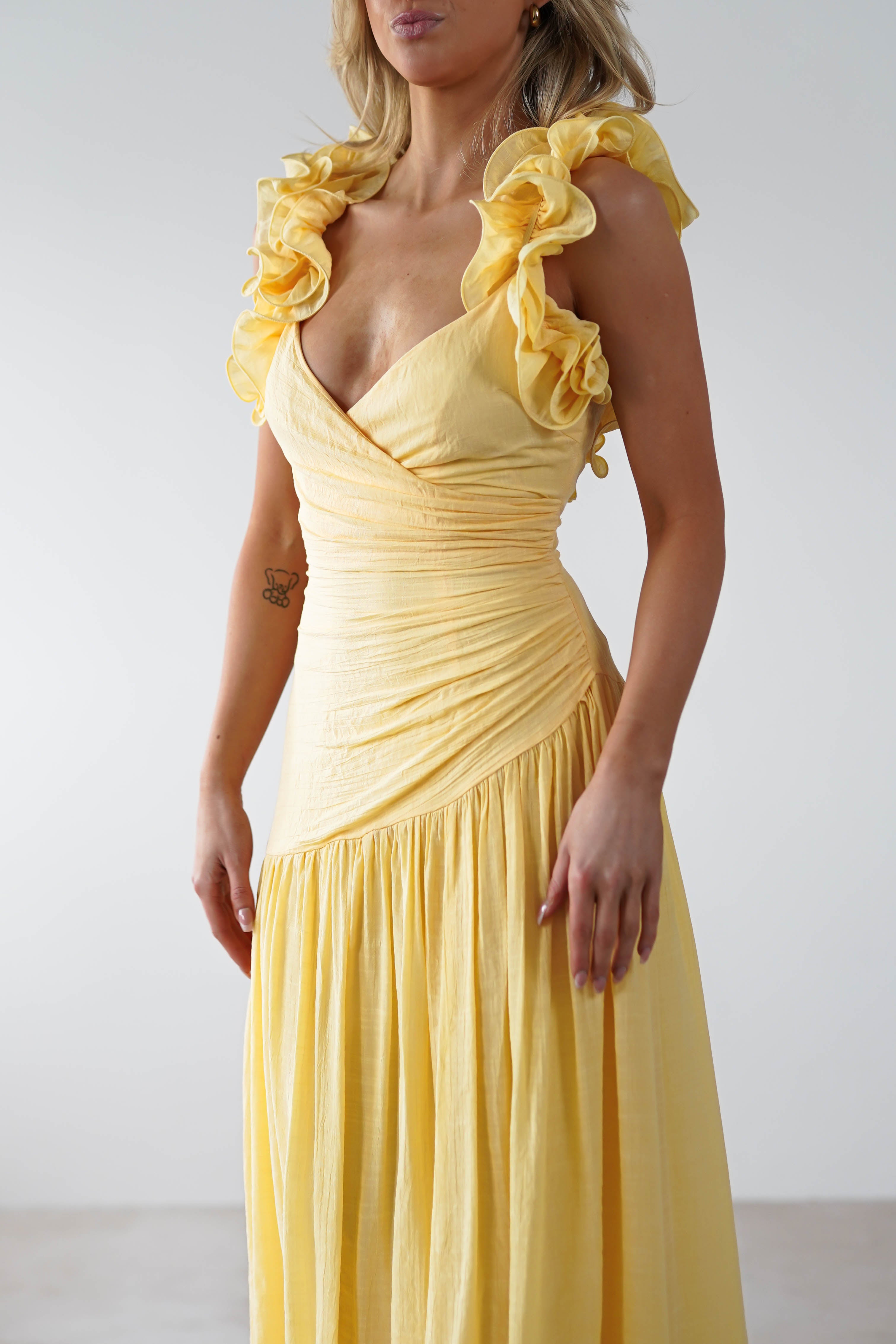 Lara Ruffle Detail Midaxi | Yellow - Oh Hello Clothing