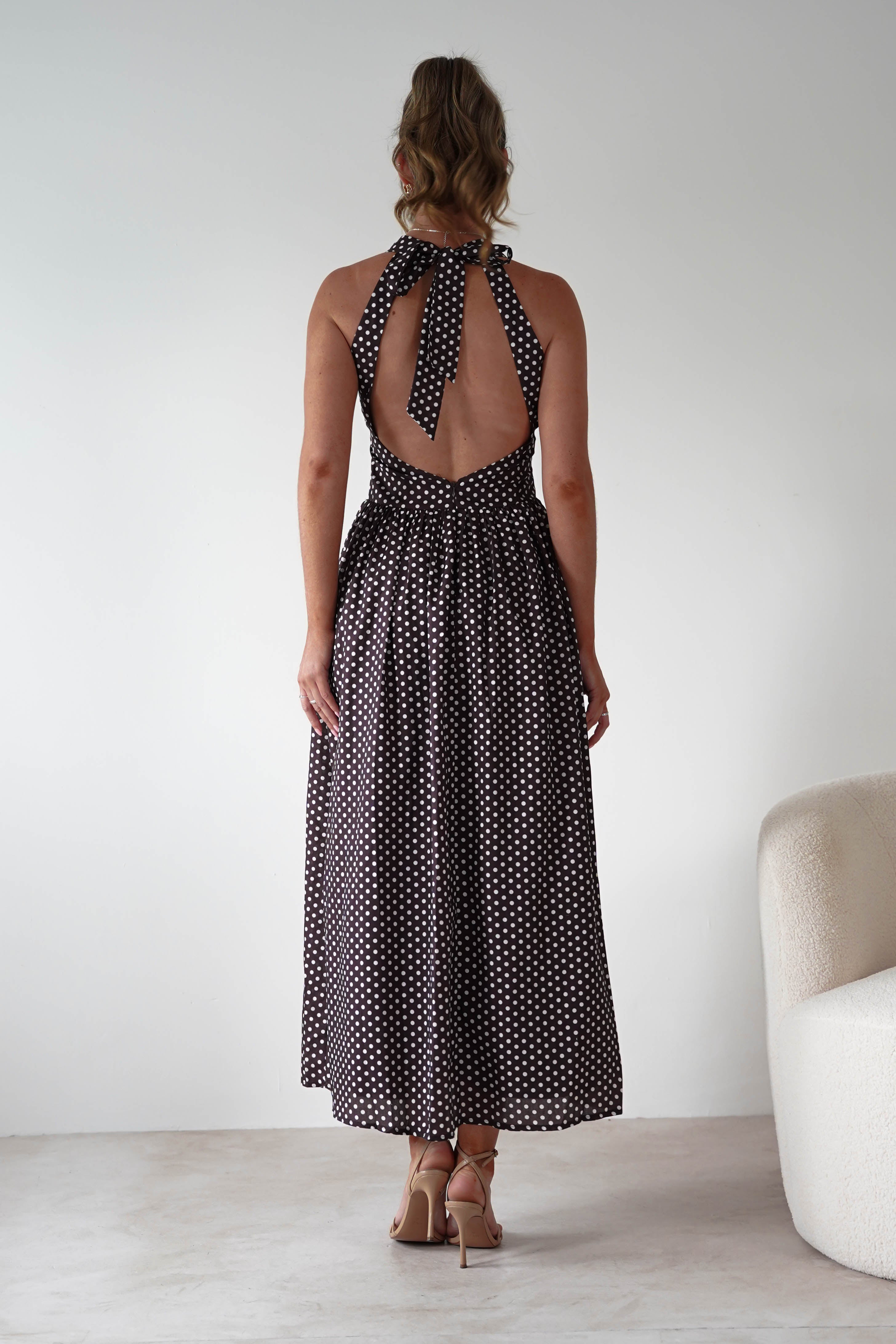 KAARLO Dresses 1*DONE - KAARLO - ST5286J08- BROWN POLKA DOT DRESS.