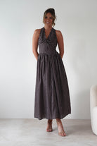 KAARLO Dresses 1*DONE - KAARLO - ST5286J08- BROWN POLKA DOT DRESS.