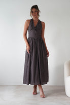 KAARLO Dresses 1*DONE - KAARLO - ST5286J08- BROWN POLKA DOT DRESS.