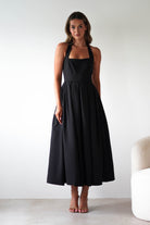 Sasha Dresses 1*DONE-KAO226J12-DARIA HALTER NECK MIDI DRESS BLACK
