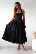 Sasha Dresses 1*DONE-KAO226J12-DARIA HALTER NECK MIDI DRESS BLACK