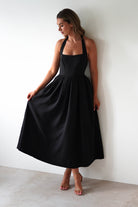 Sasha Dresses 1*DONE-KAO226J12-DARIA HALTER NECK MIDI DRESS BLACK