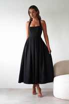 Sasha Dresses 1*DONE-KAO226J12-DARIA HALTER NECK MIDI DRESS BLACK