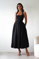 Sasha Dresses 1*DONE-KAO226J12-DARIA HALTER NECK MIDI DRESS BLACK