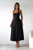 Sasha Dresses 1*DONE-KAO226J12-DARIA HALTER NECK MIDI DRESS BLACK
