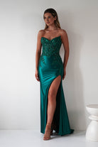 Dallas Luxe Embellished Gown | Emerald Green - Oh Hello Clothing