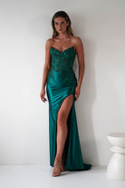 Dallas Luxe Embellished Gown | Emerald Green -  Debs & Prom es