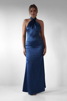 Kartia Halterneck Maxi Gown | Navy - Oh Hello Clothing