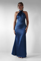 Kartia Halterneck Maxi Gown | Navy - Oh Hello Clothing