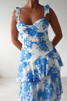 SASHA Wedding Guest Dresses 1 *DONE Madrid Ruffle Floral Maxi Dress | Blue