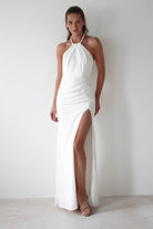 Franca Diamante Halterneck Maxi  | White - Oh Hello Clothing