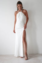 Franca Diamante Halterneck Maxi  | White - Oh Hello Clothing