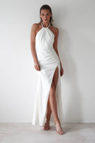 Franca Diamante Halterneck Maxi  | White - Oh Hello Clothing