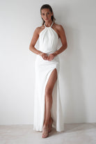 Franca Diamante Halterneck Maxi  | White - Oh Hello Clothing