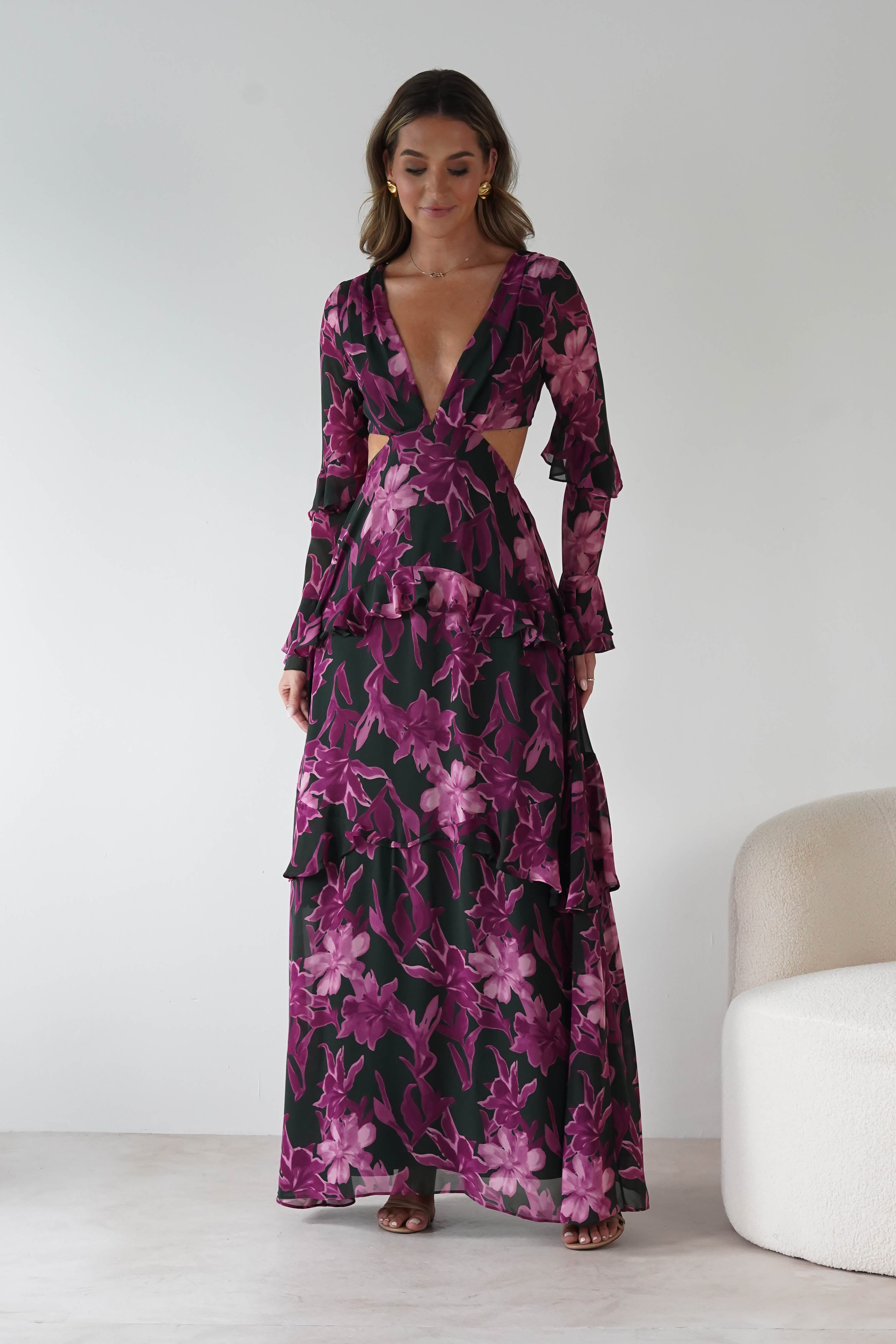 MANIJU Dresses 1*DONE -MANIJU-MF23061-OLIVEMULTI DRESS/ PINKPRINT ON THE OUTSIDE