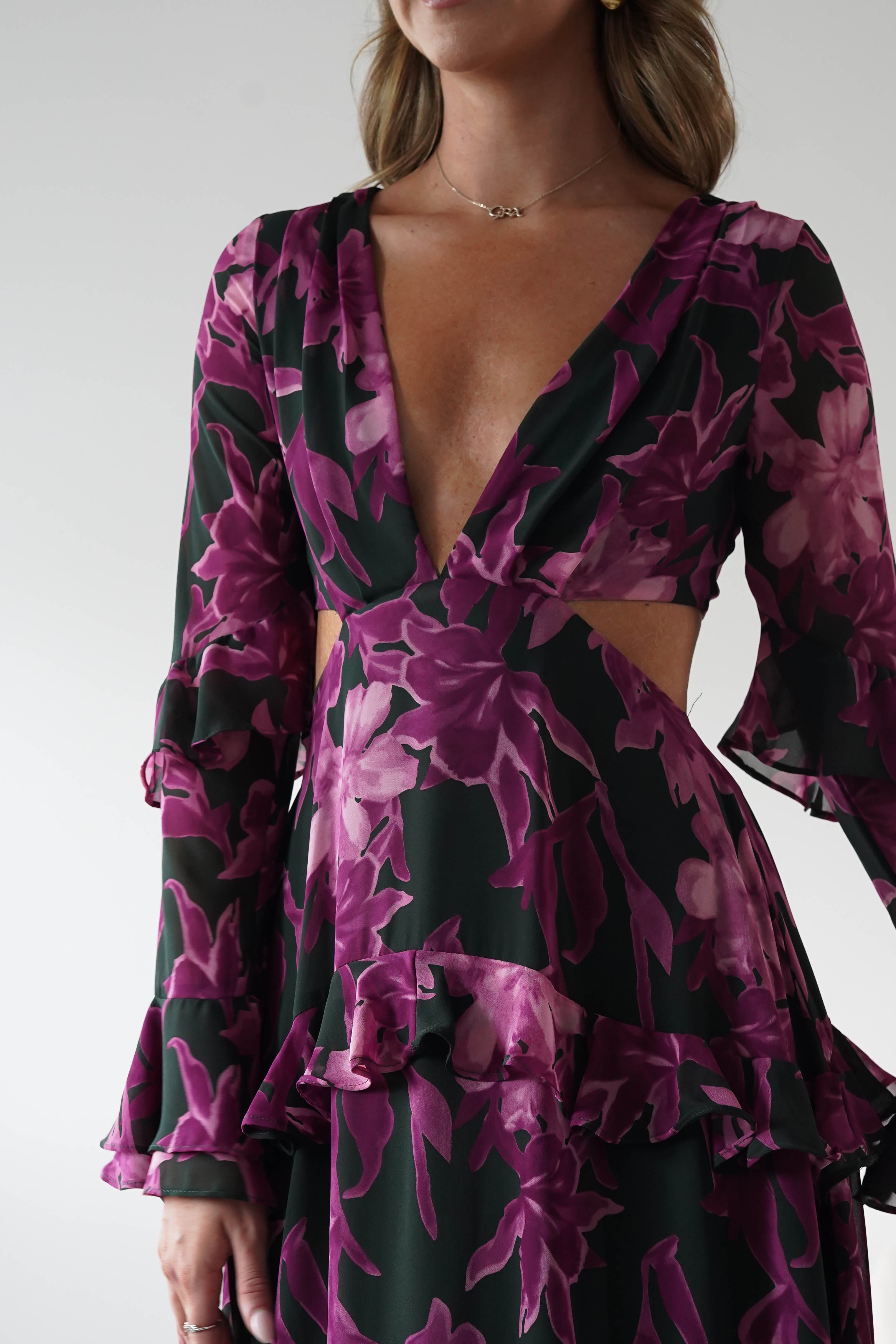 MANIJU Dresses 1*DONE -MANIJU-MF23061-OLIVEMULTI DRESS/ PINKPRINT ON THE OUTSIDE