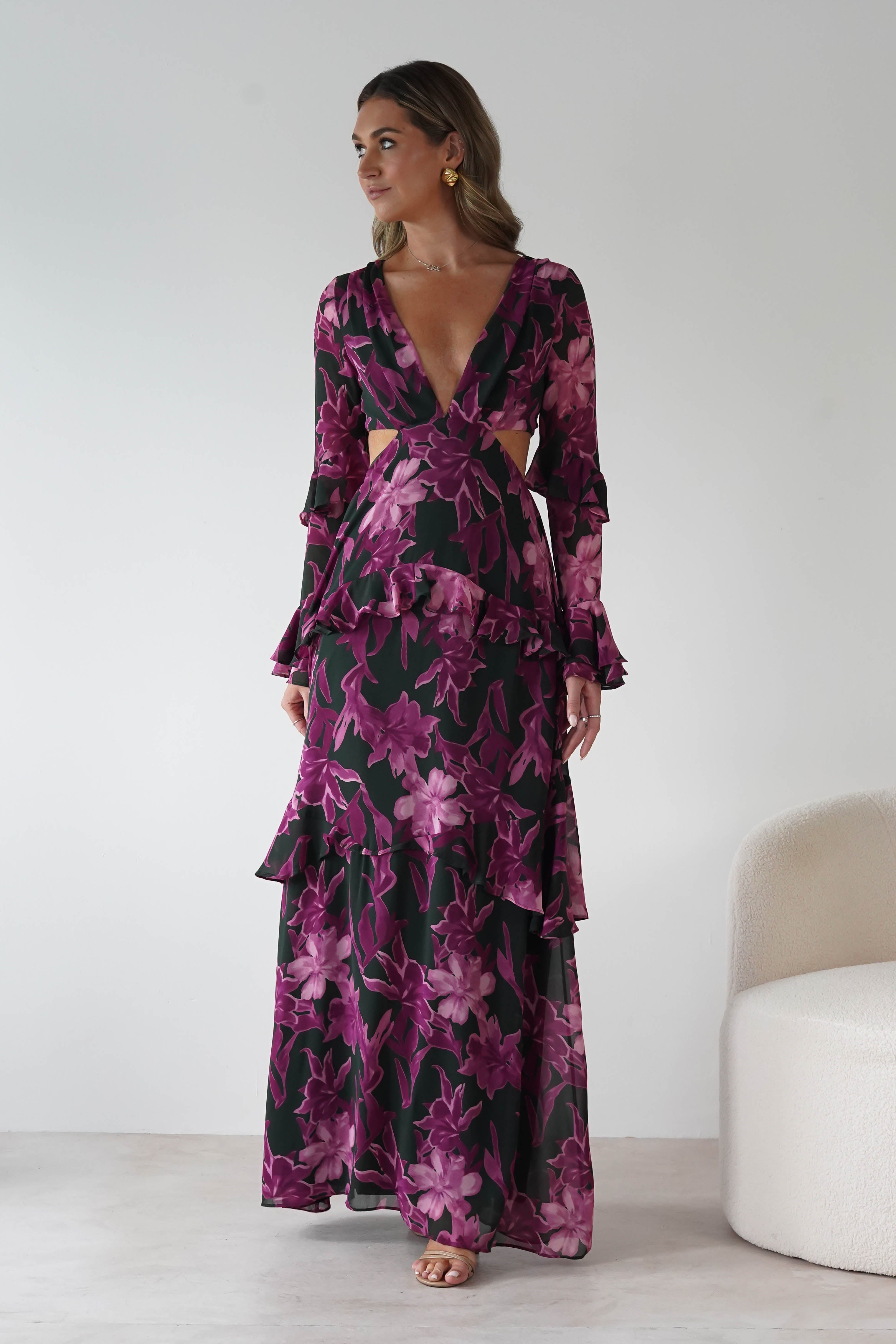 MANIJU Dresses 1*DONE -MANIJU-MF23061-OLIVEMULTI DRESS/ PINKPRINT ON THE OUTSIDE
