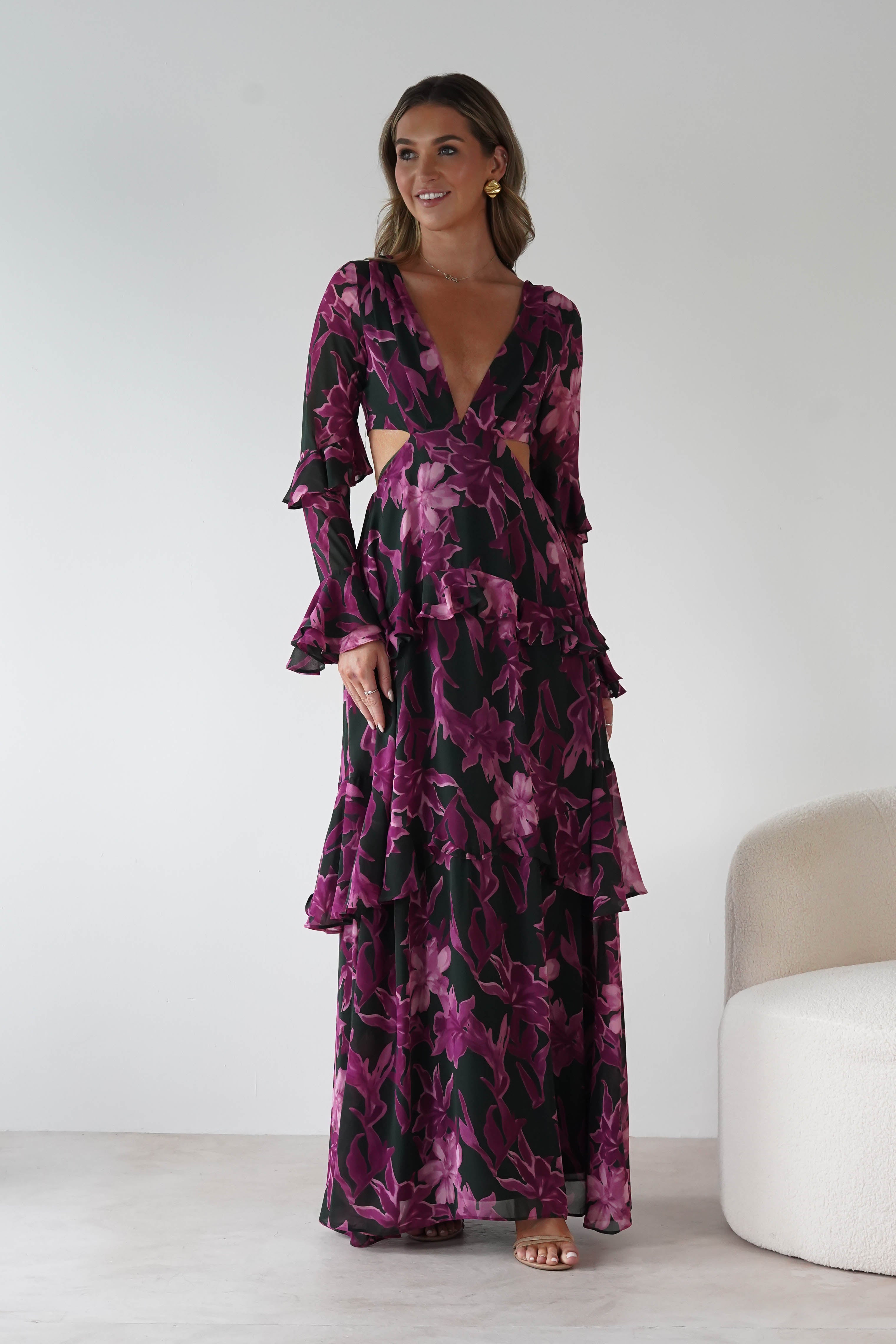 MANIJU Dresses 1*DONE -MANIJU-MF23061-OLIVEMULTI DRESS/ PINKPRINT ON THE OUTSIDE